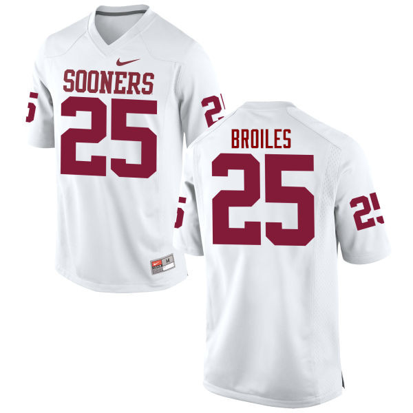Men Oklahoma Sooners #25 Justin Broiles College Football Jerseys Game-White